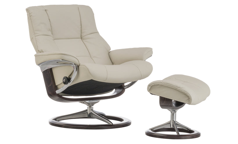 Stressless Mayfair Light Grey Chair and Ottoman (Large)